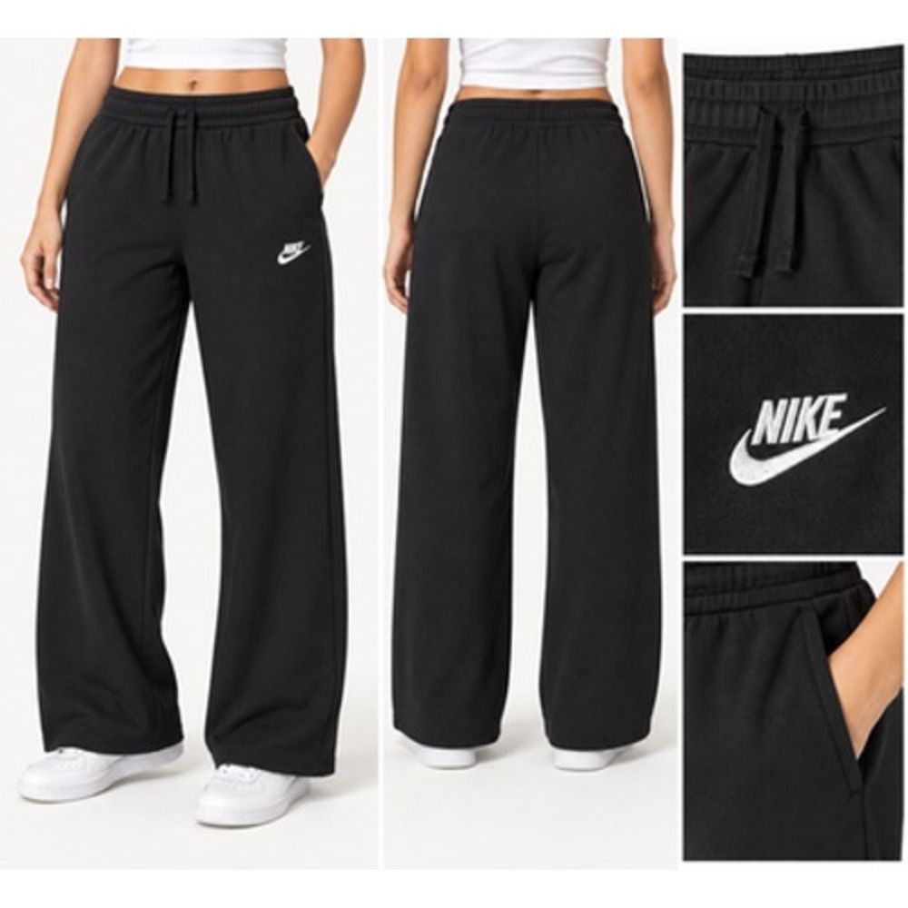 Nike Club Fleece Wide Leg Sweatpants Womens 2XL Black FB2727-010